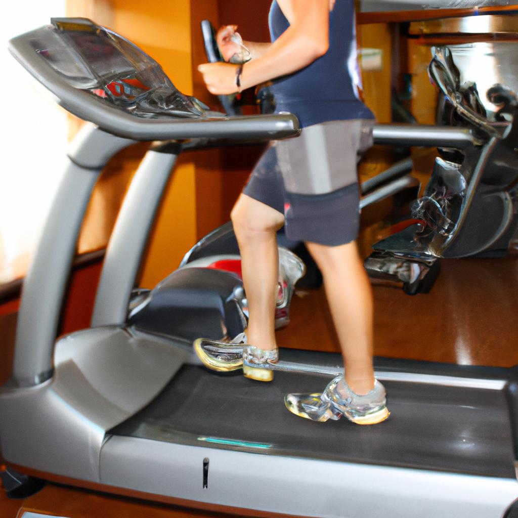 Person using cardio equipment at hotel fitness center