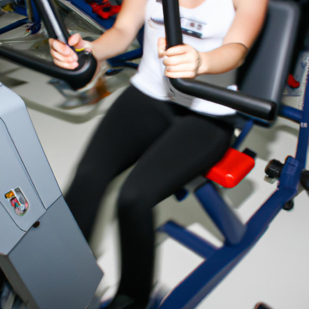 Person using fitness center equipment